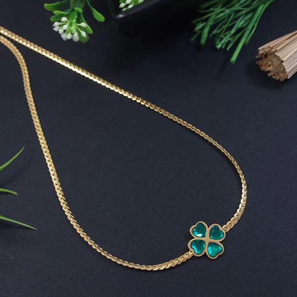 Stainless Steel Floral Pendent Necklace