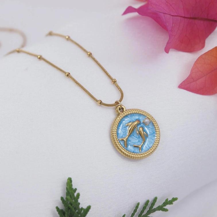 Delphi Dolphin Medallion Necklace