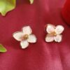 White Floral Stud Earrings For Women