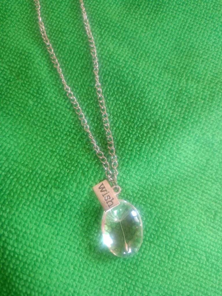 PREMIUM CRYSTAL DROP WISH  CHARM UNISEX SILVER PLATED NECKLACE .