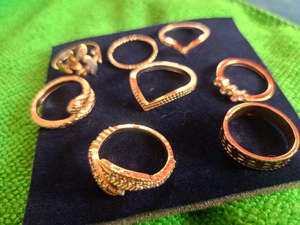 GREEK GOLD PLATED FINGER RINGS FOR WOMEN  SET OF EIGHT